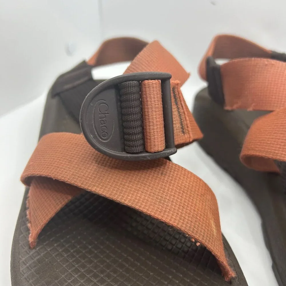 Chaco's orange brown strappy outdoor walking sandal M7